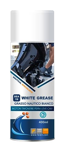 Faren Sea 19, Grasso Nautico Bianco,Lubrificante Idrorepellente Spray Al Litio E Ptfe Resistente All'Acqua Marina,400Ml (1)