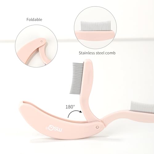 Eyelash Comb MSQ Eyelash Separator Tool Eyelash Comb Separator Folding Eyelash Brush Separator Lash Comb for Eyelash Makeup Brush (khaki)