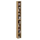 IDIMEX Etagères modulables Musique pour CD et DVD, Lot de 2 Meubles de Rangement en Colonne avec 10 Compartiments, en mélaminé décor chêne Sauvage