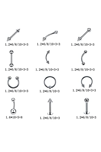 Yellow Chimes Stylish Piercing Ear Eyebrow Nose Lip Stainless Steel Body Jewelry Set by Yellow Chimes Silver Plated Earcuff for Women (Silver) (YCFJER-BODYJWL-SL)