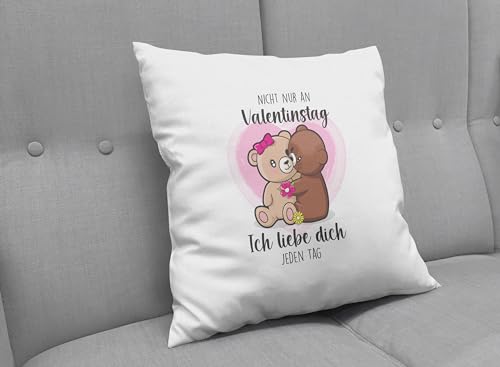 LIEBTASTISCH - Cojín personalizado con nombre - Te amo - Diseño romántico - Idea de regalo para enamorados - San Valentín - para él y ella - blanco