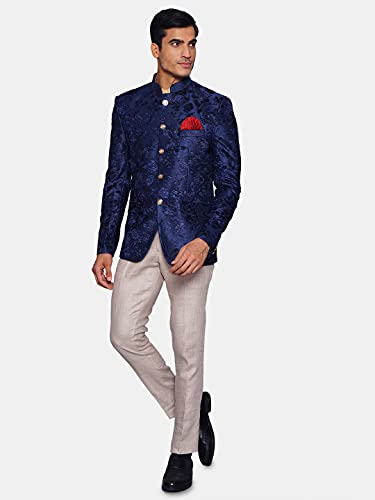 Image of WINTAGE Men's Emroidered Velvet Green Bandhgala