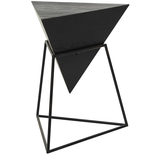 Deco 79 Wood Geometric Side End Accent Table Inverted Pyramid End Table with Metal Stand, Side Table 19" x 17" x 24", Black by deco 79 - Used condition - Image 2