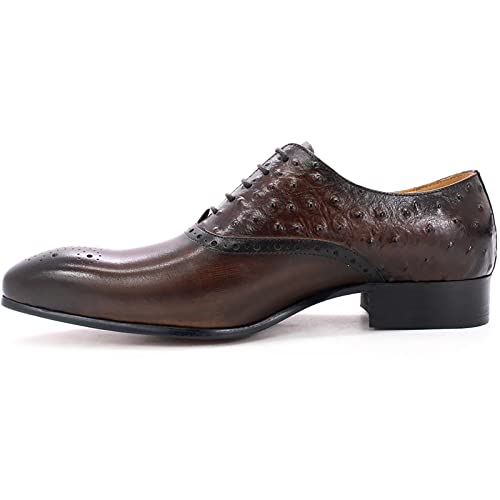 Mens Vintage Leather Uniform Shoes Dress Formal Lace Up Derbys Office Work Oxfords Wedding Party,Brown-414
