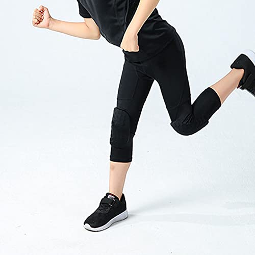 Kids Athletic Basketball Knee Hex Pads Pants Capri Compression Protector Tights3
