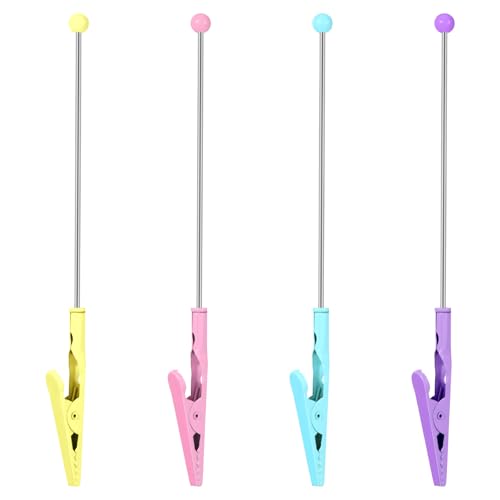 4 Pcs Metal Wire Alligator Clip, Desktop Picture Holders, Memo Clip Holders, Metal Wire Alligator Clamp, Metal Note Clip Long-Tailed Alligator Clamp Photo Holder Clip for Card, 14 * 1.2cm, Multicolour