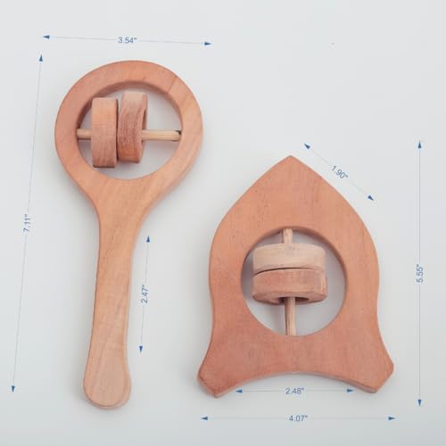 Image of Natural Neem Wood Baby Teether - Handmade Animal Shape Wooden Toy - Non-Toxic, Organic Chew Aid for Teething - Safe for Gums - Biodegradable, Eco-Friendly Gift for Infants & Toddlers (Neem Wood Baby Teether Set -2)