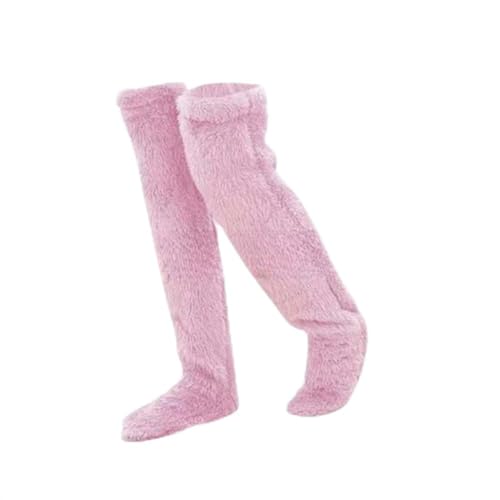 ZMdooreasy Calcetines cálidos de plumón de ganso para Navidad, felpa suave, poliéster, parte superior elástica, antideslizante, para invierno, para descansar y dormir, para uso festivo en el hogar