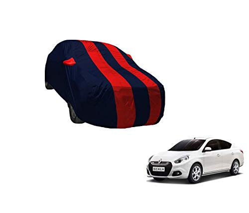 Image of Auto Hub Car Cover Compatible with Renault Scala with Weather Proof, Mirror Pocket, Triple Stitched, Scala Car Cover- Navy-Red