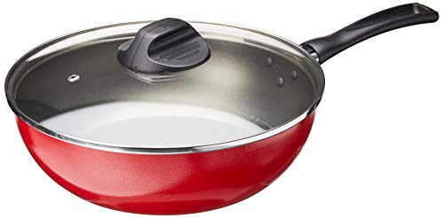 Wok Garlic Com Tampa, 24 cm, 2,3 Litros, 24 x 7 cm, Vermelho, Brinox