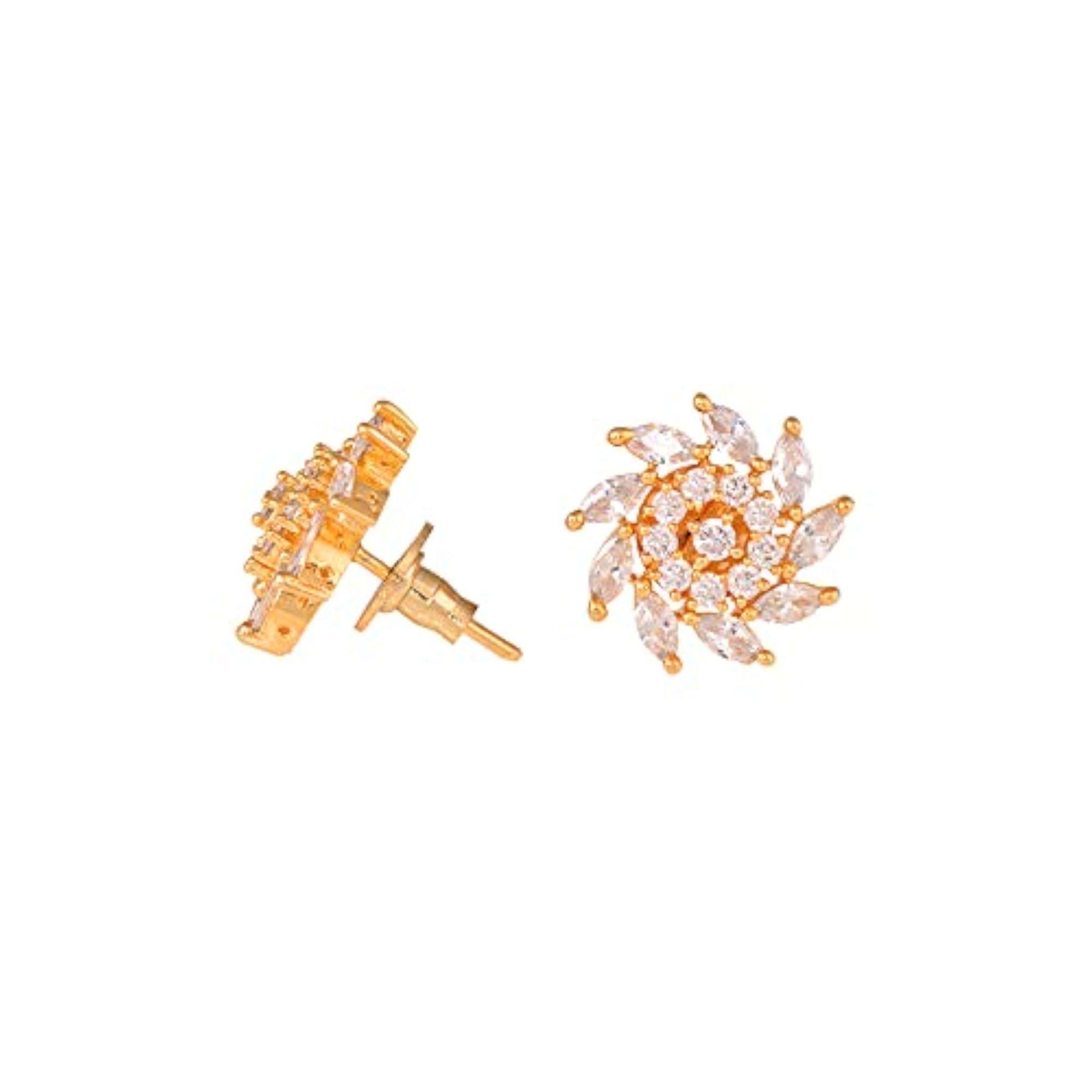 AD Studded Sparkling Star Stud Earrings