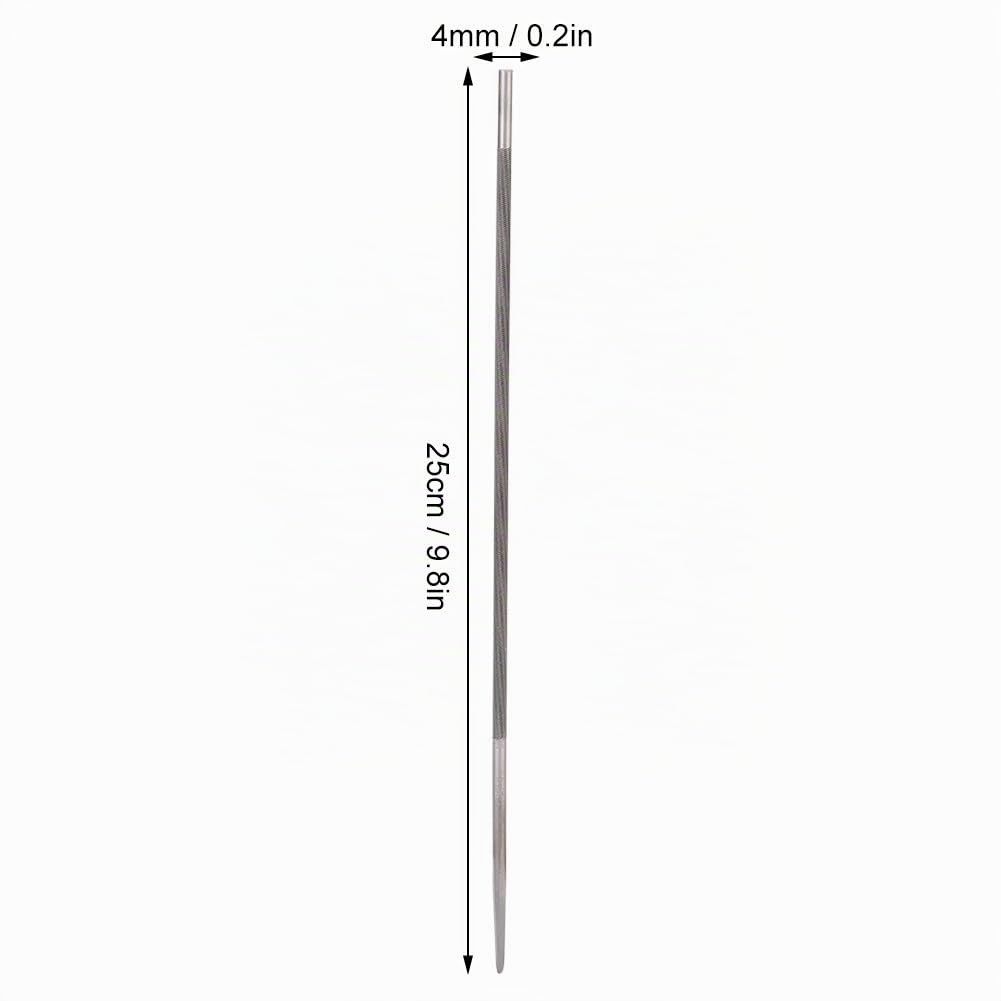 Limes D'affûtage de Tronçonneuse Rondes 12 Pièces, Lime de Scie à Chaîne en Acier à Roulement de 4mm de Diamètre et 25cm de Longueur pour Le Jardin et la Terrasse