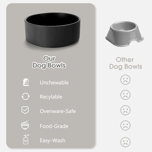 Ceramic Dog and Cat Bowl Set with Stand, 1.7 Cups Dog Food and Water Bowl Suitable for Small and Medium Pets (13.5oz Black) - Image 6