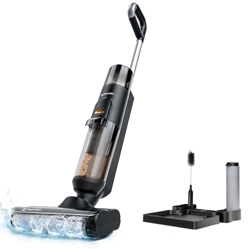 Hearten Aspirateur Laveur,Balai Aspirateur Laveur Smart 3 en 1 – Aspirateur avec Fonction Lavage, Auto-Nettoyant, Anti-Emmêlement, Écran LED, 0,7 mm,...