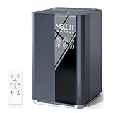 【2025新登場・AIスマート】 加湿器 大容量 5L 知能恒湿 ハイブリッド式加湿器 加熱式 &超音波式 4重除菌 & マイナスイオン 抗菌カートリッジ 空気清浄機能 100℃高温除菌 アロマ対応 上から注水 パワフル加湿 省エネ 静音設計 リモコン付き 空焚き防止 乾燥対策/花粉症対策 新生活 寝室/オフィス/会社/家庭用 日本語取扱説明書付き (ダークグレー)