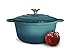 SmithStyle Cocotte en fonte émaillée avec couvercle pour four 24 cm Ronde Antiadhésif avec revêtement céramique et émail pour cuisson BBQ Pot - Turquoise 3,7 L