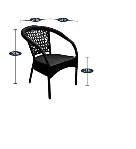 Image of Anaya Decor D-8 Chairs Table Set 4+1 Wicker Patio Furniture Sets 4 Chair and 1 Table for Garden Balcony Bedroom Powder Coated Frame Uv Protected Wicker (Black)