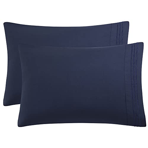 PiccoCasa Brushed Microfiber Pillowcases 2 Pack Soft and Breathable Pillow Cases with Embroidery