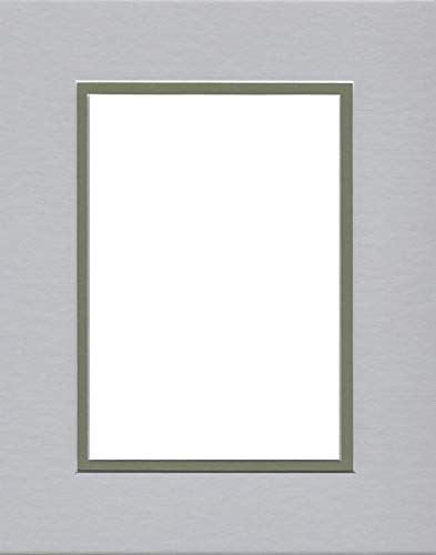 20x24 Double Acid Free White Core Picture Mats Cut for 16x20 Pictures in Nantucket Grey and Moss Green-image-47