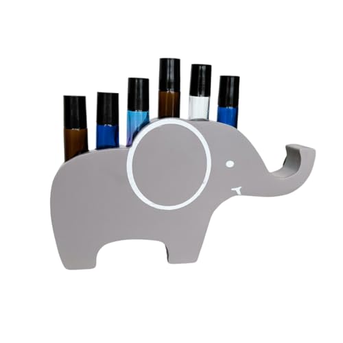Enchanting Animal Kingdom Gray Elephant Roller Bottle Holders for Kids | Displays 6 5ml or 10ml Essential Oil Rollers | Child-Safe & Durable (Elephant)