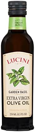 Lucini Garden Basil Extra Virgin Olive Oil - EVOO Infused with the Oil of Fresh Basil - Olive Oil for Marinade, Grilling, Roasting - Non-GMO Verified, Whole30 Approved, Kosher, 250mL