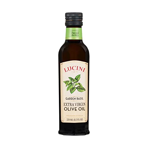 Lucini Garden Basil Extra Virgin Olive Oil - Evoo Infused With The Oil Of Fresh Basil - Olive Oil For Marinade, Grilling, Roasting - Non-Gmo Verified, Whole30 Approved, Kosher, 250Ml #TOP9