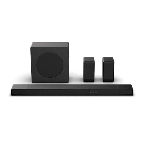 Image of Hisense AX5140Q 5.1.4Ch Sound Bar with Wireless Subwoofer, Dolby Atmos, DTS:X, Bluetooth 5.3, Roku TV Ready, HDMI/AUX/ARC/Optical/USB, EzPlay, 7 EQ Modes, Hi Concerto, Room Calibration