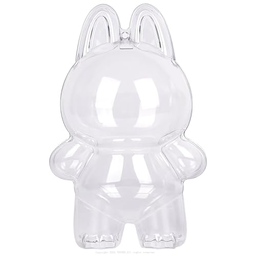 Protective Case Compatible with LABUBU Doll - Crystal-Clear Hard Display Box with Keychain & Dustproof Cover Secure Backpack Hooks for Shelf/Outdoor Showcase (Doll Not Included)Standing