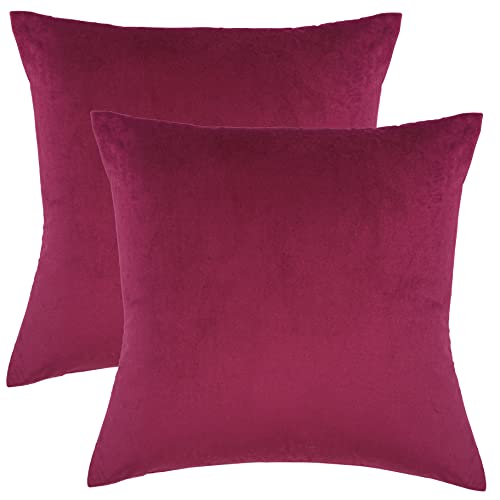 Image of Cazimo Velvet Cushion Covers for Bed, Sofa and Couch - 16 * 16 inches | Ideal for Living Room | Set of 2, Red