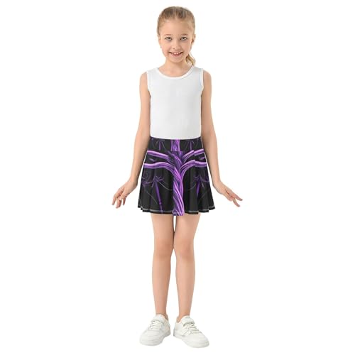 Digital Artwork Glowing Purple Tree Girls' Shorts Athletic Skorts Kids Tennis Skirts 2 in 1 Butterfly Skirt 3t3