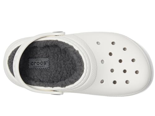Image of Crocs Kids' Classic Lined Clog | Girls and Boys Slippers, White, 12 Little Kid