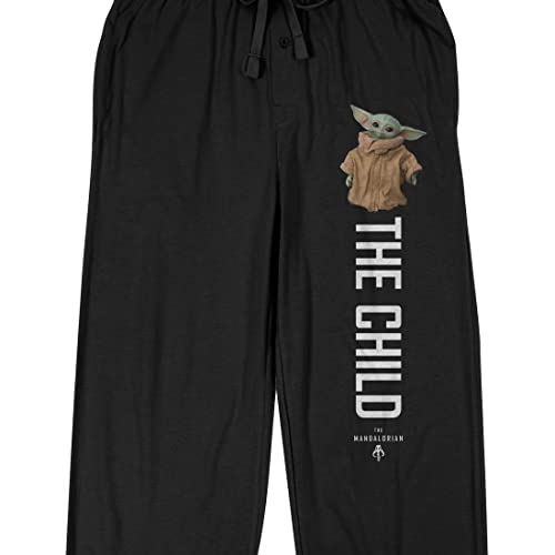 Mens Black Mandalorian Baby Grogu The Child Sleep Pajama Pants3