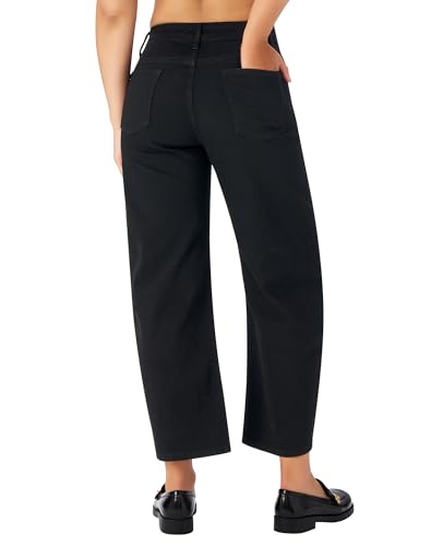 roswear Women's Barrel Jeans Petite Wide Leg Cropped Stretchy Baggy Denim Pants2