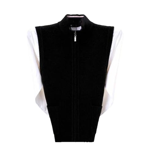 Dcvmvmn Men's Cashmere Vest Knitted Thickened Zipper Warm Vest Business Casual Sleeveless Sweater Cardigan