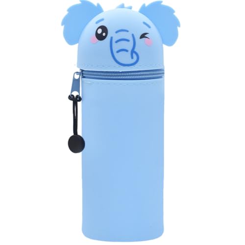 DGTSYAL Kawaii Estuche Escolar de Silicona Blanda 2 en 1, Portalápices de Mesa, Dulces Elefantes, Cremallera, Cute Estuche Papeleria de Cremallera para Lápices de Colores Rotuladores para Niños Niñas