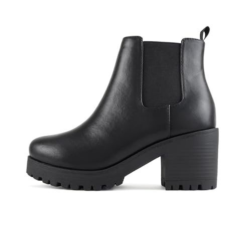 Image of Soda Top Shoes Jaber Ankle Boot W Lug Sole Elastic Gore and Chunky Heel