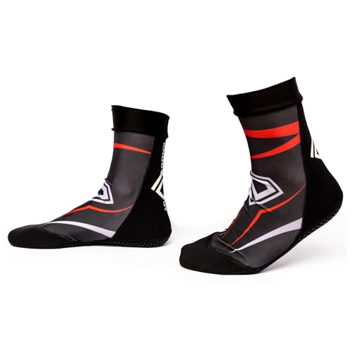 KO Sports Gear Grip Socks for Wrestling BJJ & MMA Training Neoprene/Lycra Closed-Toe Non-Slip Socks with Rubber Traction Sole for Mats Yoga Home & Hospital (8-9)