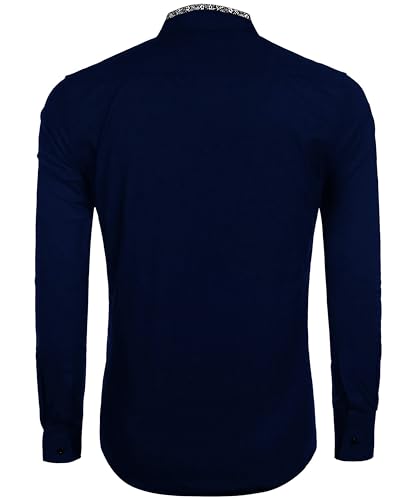 Image of Mens Shirt | Black Cotton Blend Casual | Regular Fit | Full Sleeve | Printed Spread Collar | Solid Plain Style | Summer Office Wear | Stylish Shirt for Men