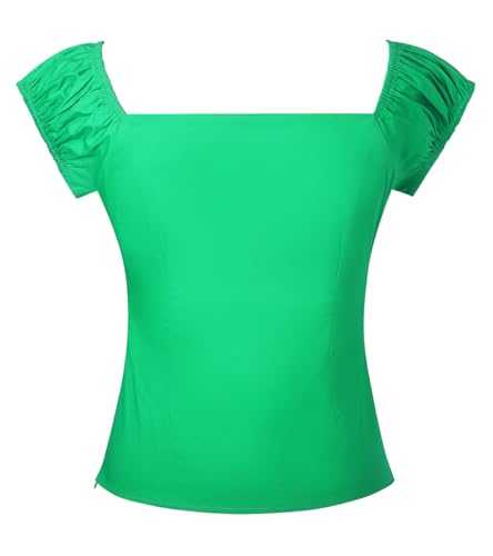 Image of YARN & INK Women's Rockabilly Tops 1950s Pinup Shirt Casual Off Shoulder Vintage Blouse