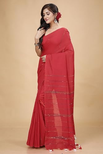 Image of Women's Traditional Bengal Handloom Soft Cotton Khesh Saree