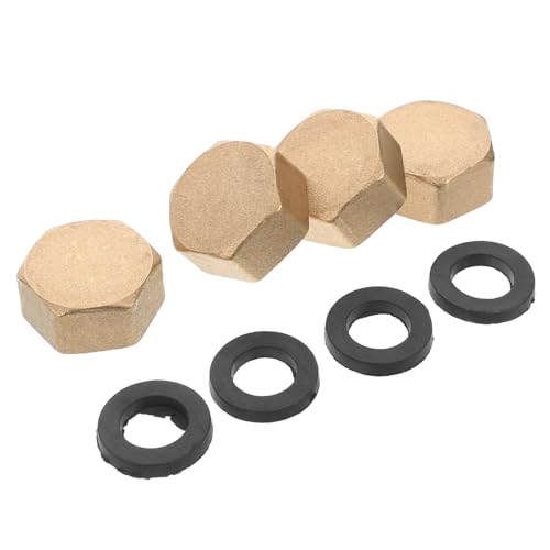 HANABASS 4pcs 3/4 Brass Pipe Caps End Caps for Water Pipes Brass Fitting Rubber Gasket Leakproof Plumbing
