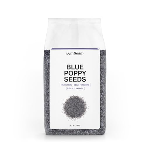 GymBeam Blauer Mohn - Mohn zum Backen ganze ölige Samen reich an Ballaststoffen & Protein traditionelles Grundnahrungsmittel ideal für Desserts Smoothies & vegane Milch 500 g