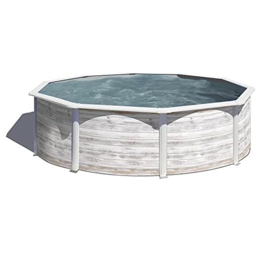 Gre Piscina De Acero Elevada,Redonda Con Aspecto Acero Nórdico. Piscinas Desmontables Para Jardín. 350 X 120 Cm - Piscina Kit350N Finlandia.