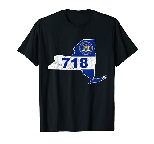 NYC Area Code 718 Phone Number New York Souvenir Gift T-Shirt