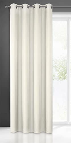 Eurofirany Rita Tenda Liscia Semplice Monocolore – 8 Occhielli Moderni, Camera da Letto, Soggiorno, Salone, cameretta dei Bambini, 1 Pezzo, Poliestere, Naturale, 140x250 cm