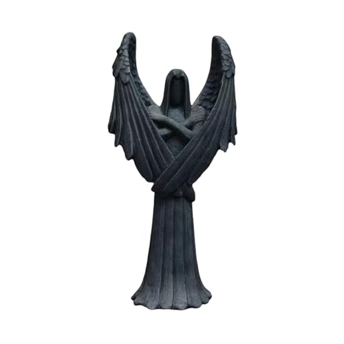 Estatua gótica de ángel caído negro, figura de ángel de resina