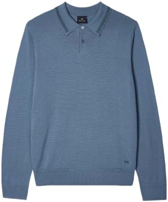PS Paul Smith Mens Sweater LS Polo,Open Blue,M