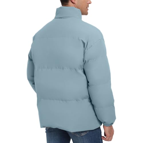 Image of Mens Padded Jacket,Stand Collar Windproof Down Jacket,Full Zipper Outerwear Puffer Coat