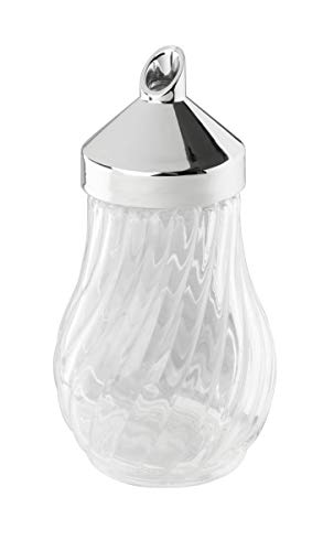FM PROFESSIONAL Dosificador Azucar o Sal 280 ml| Azucarero o Salero Vintage| Azucarero de Cristal con Dosificador en ABS Cromado | Transparente | 8x8x14,5cm