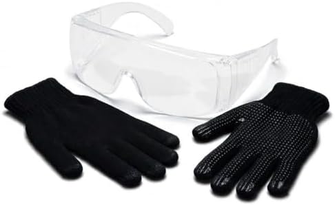 Óculos Proteção Sobrepor Antiembaçante Kit Luva Pigmentada Tricot...